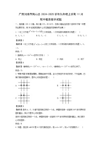 廣西河池市鳳山縣2024-2025學年九年級上學期11月期中檢測數(shù)學試卷（解析版）