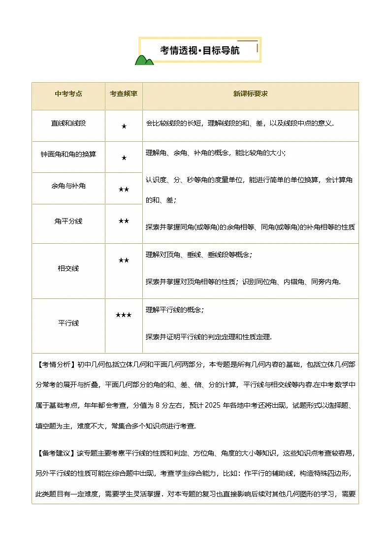 中考数学——几何图形的初步(含4种解题技巧))(含答案)练习第2页