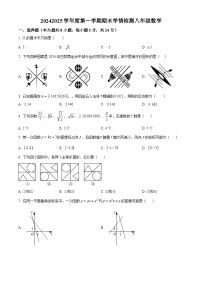 江苏省宿迁市沭阳县2024-2025学年上学期八年级数学期末阶段测试卷 （原卷版+解析版）