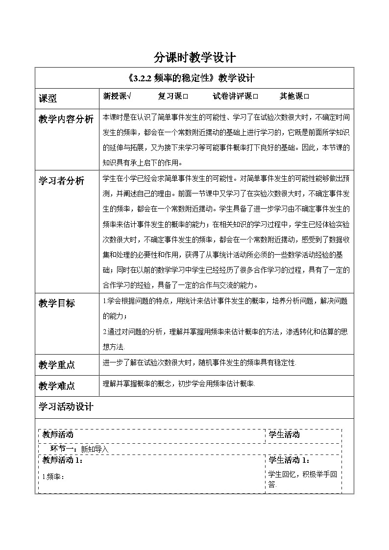 3.2.2频率的稳定性 教案第1页
