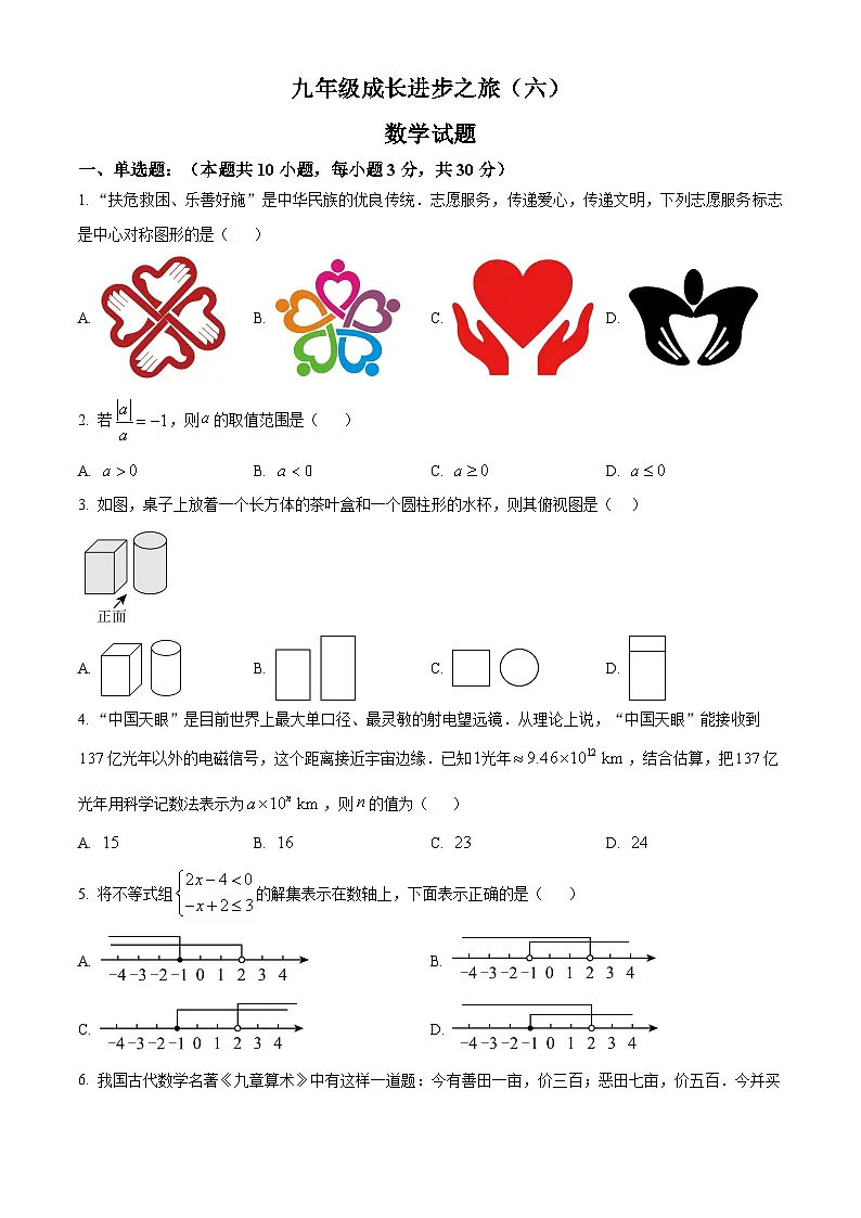 山东省日照市田家炳实验中学2024-2025学年九年级下学期3月月考数学试卷(原卷版+解析版)第1页