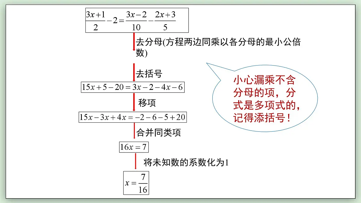5.2.2 解一元一次方程(第2课时) - 初中数学七年级下册 同步教学课件(华东师大版2024)第6页