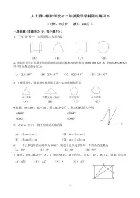 2025北京人大附中朝阳学校初三(下)月考统练五数学试卷