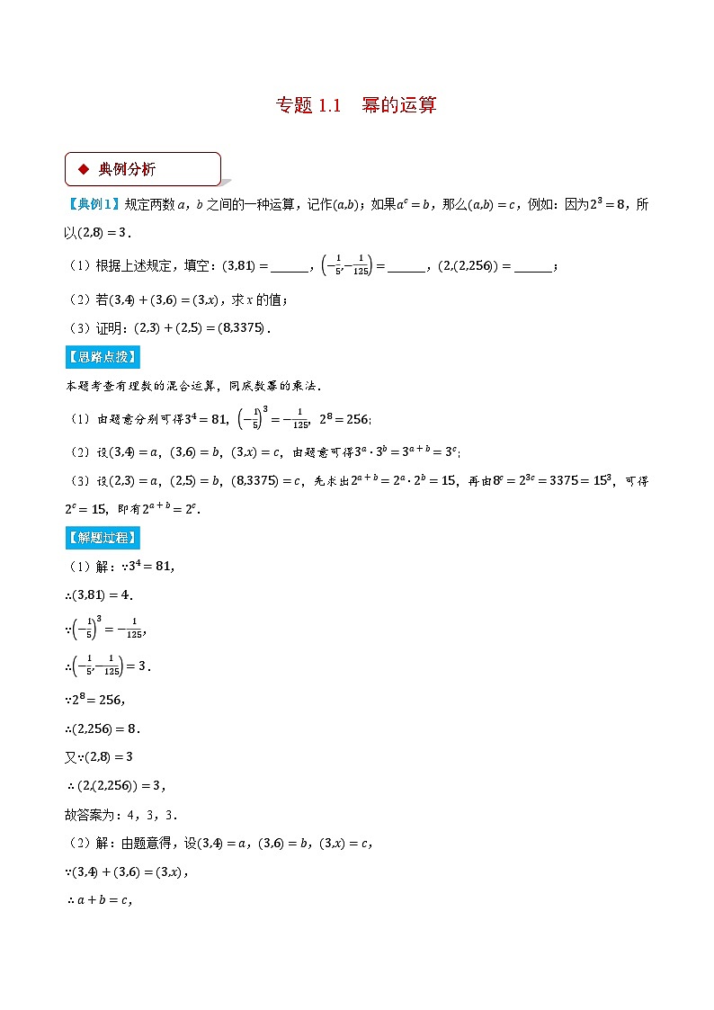 专题1.1 幂的运算(压轴题专项讲练)(北师大版2024)(解析版)第1页
