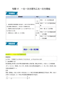 专题05 一元一次方程与二元一次方程组（中考高频题型归纳与训练）-备战2025年中考数学真题题源解密（山东专用）(原卷版+解析版)