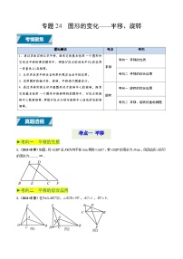 专题24 图形的变化——平移、旋转（中考高频题型归纳与训练）-备战2025年中考数学真题题源解密（山东专用）(原卷版+解析版)
