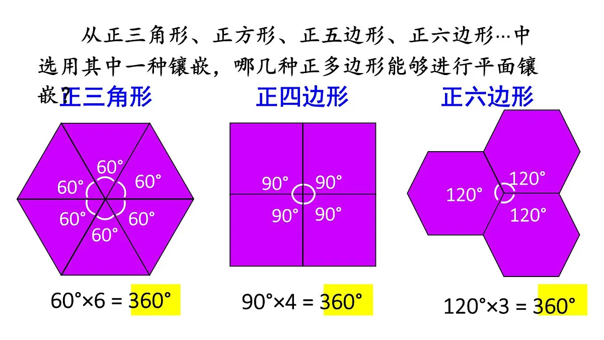 初中数学新华东师大版七年级下册8.3 用正多边形铺设地面教学课件2025春第6页