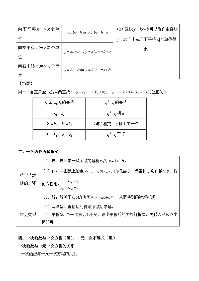 中考数学一轮复习备考知识清单10 一次函数(含答案)第2页