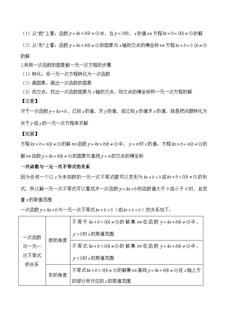 中考数学一轮复习备考知识清单10 一次函数(含答案)第3页