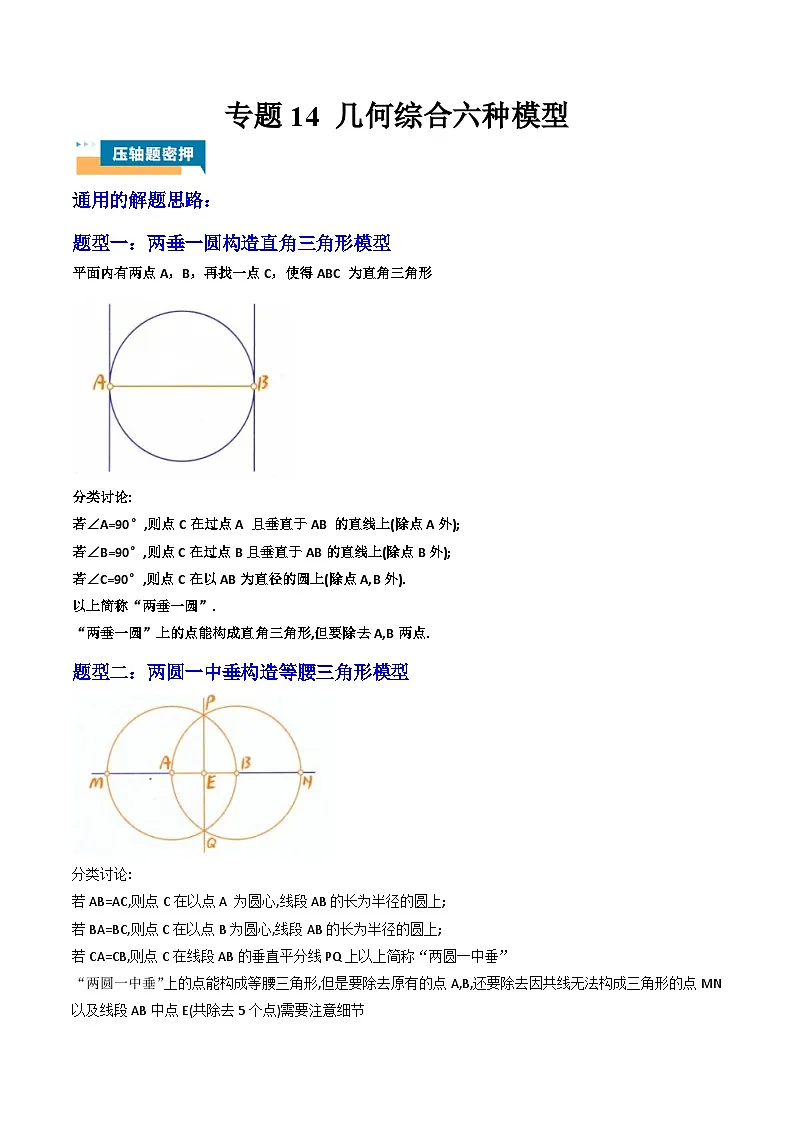 专题14 几何综合六种模型 (学生版)-2025年中考数学压轴训练第1页
