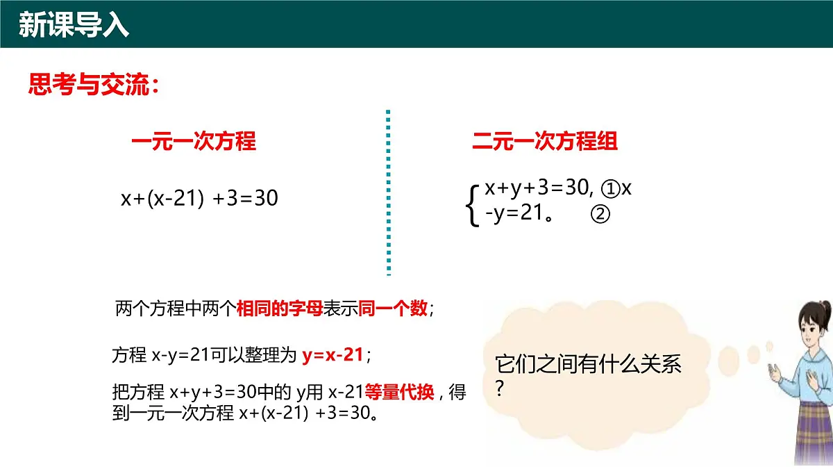 9.2解二元一次方程组(第1课时 用代入消元法解二元一次方程组)(同步课件)-2024-2025学年七年级数学下册(青岛版2024)第2页