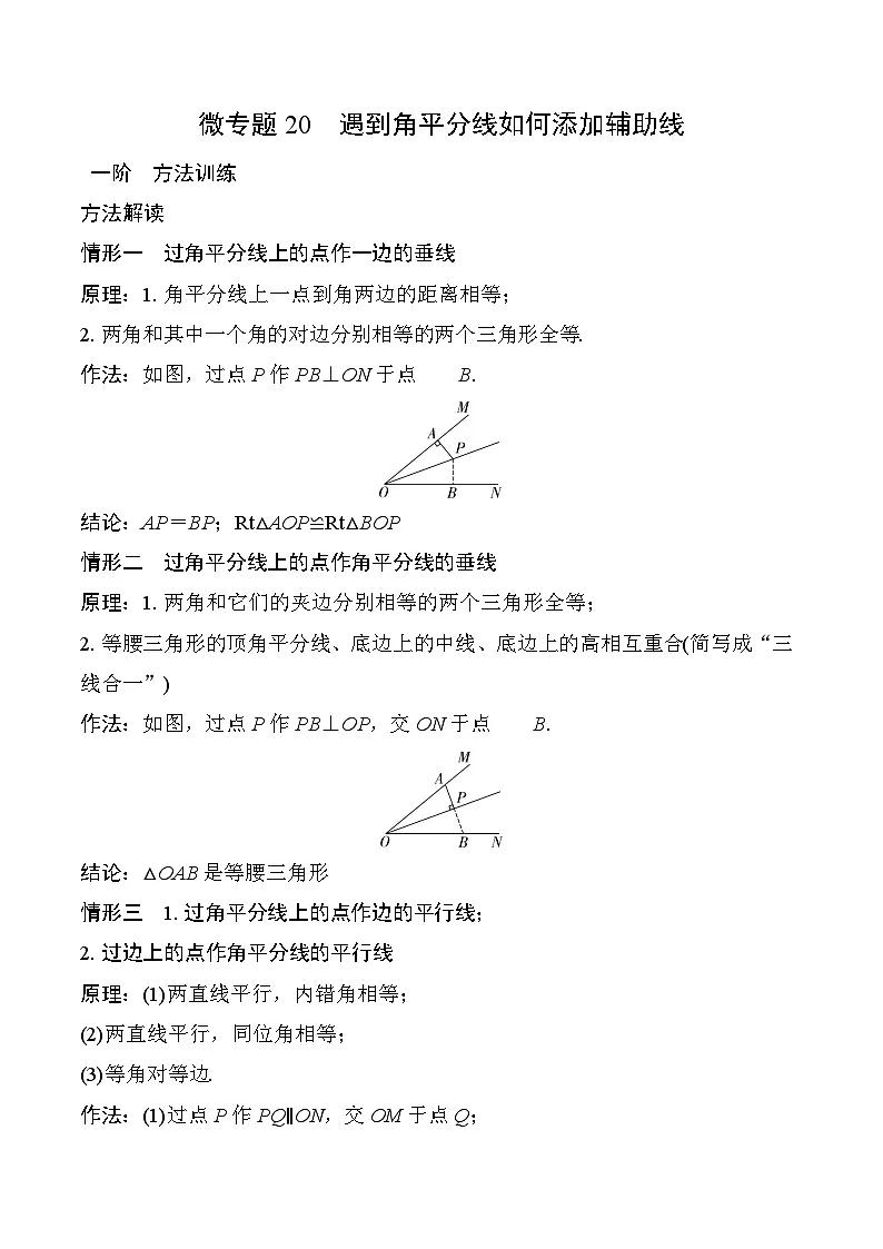 20 遇到角平分线如何添加辅助线-2025版数学中考二轮总复习微专题讲义第1页