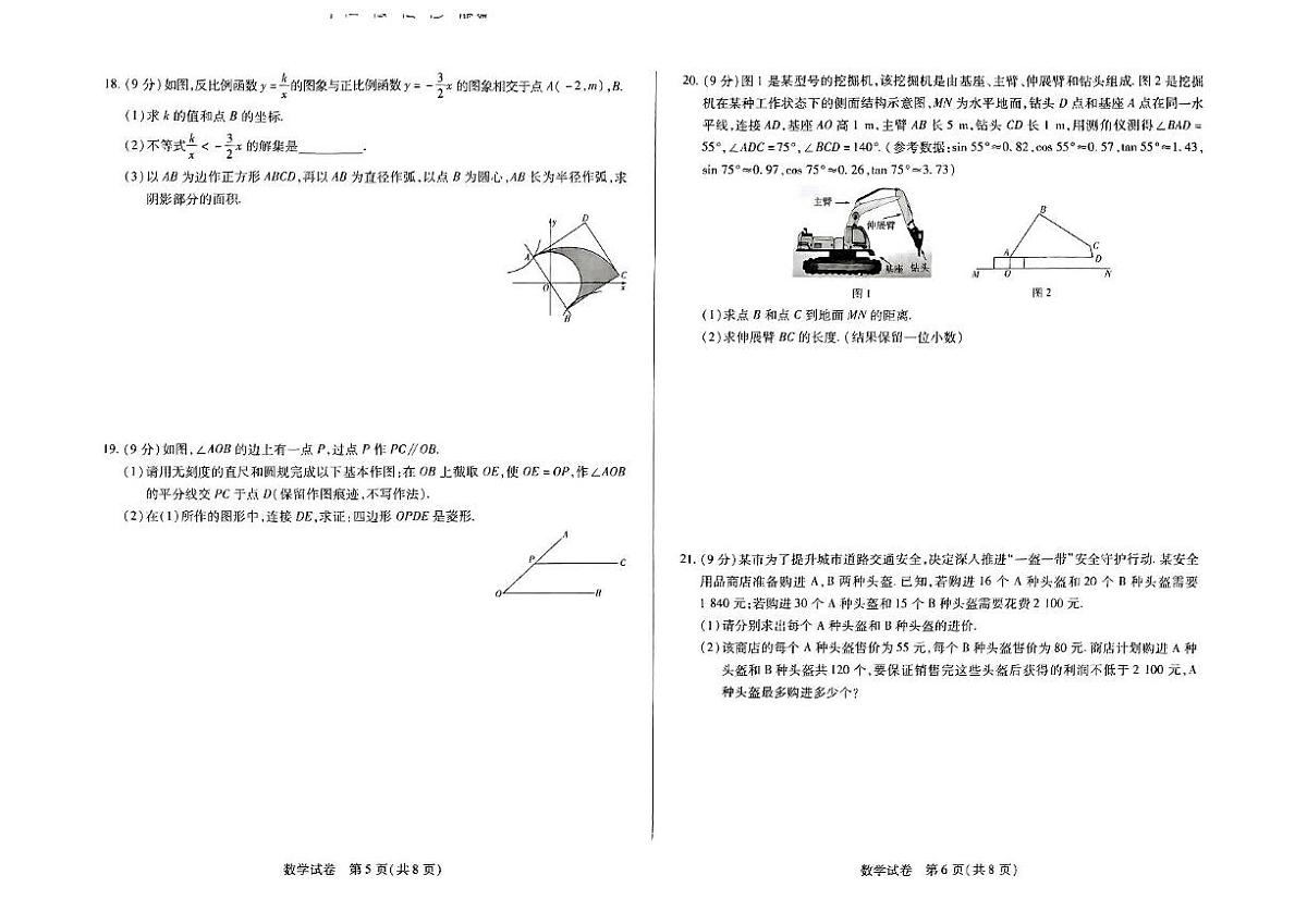 2025年河南新乡中考一模数学试卷(含答案)第3页