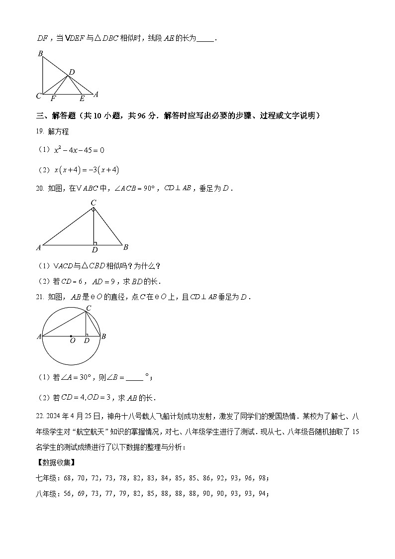江苏省宿迁市泗阳县 2024-2025学年九年级上学期期末考试数学试卷(原卷版+解析版)第3页