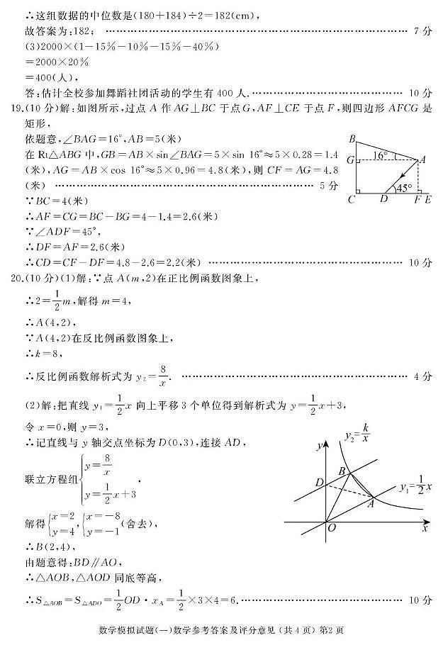 山东省滕州市2025年初中学业水平考试模拟试题(一)数学答案(1)第2页