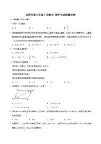 北师大版七年级下册数学 期中考试检测试卷（含答案）