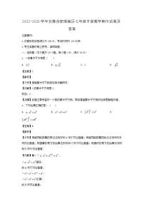 2022-2023学年安徽合肥瑶海区七年级下册数学期中试卷及答案