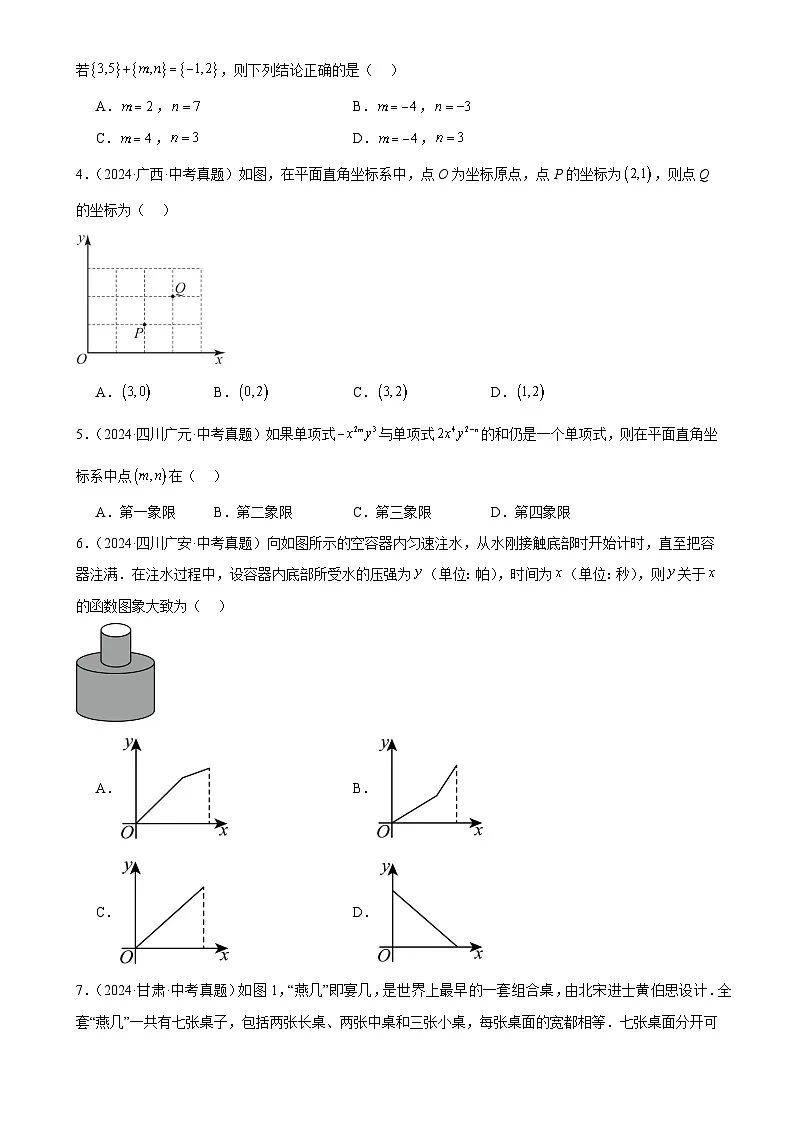2025中考数学真题汇编专题11 平面直角坐标系与函数基础知识(原卷版)第2页