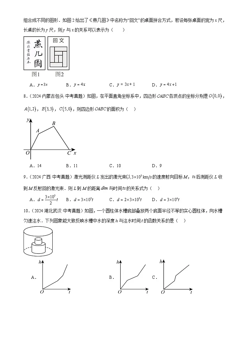 2025中考数学真题汇编专题11 平面直角坐标系与函数基础知识(原卷版)第3页