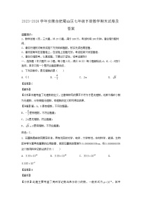 2023-2024学年安徽合肥蜀山区七年级下册数学期末试卷及答案
