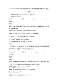 2023-2024学年安徽合肥瑶海区七年级下册数学期末试卷及答案