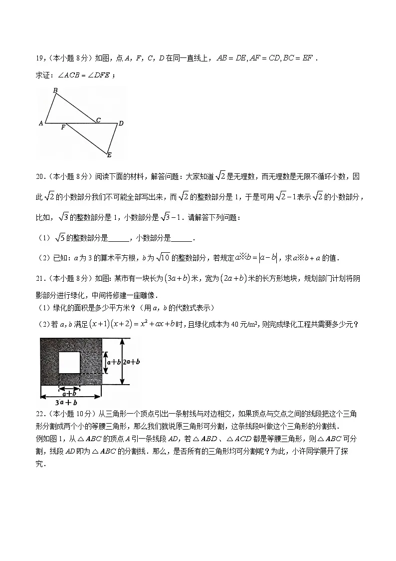 福建省泉州市泉港区2024-2025学年八年级上学期11月期中考试数学试卷(含答案)第3页