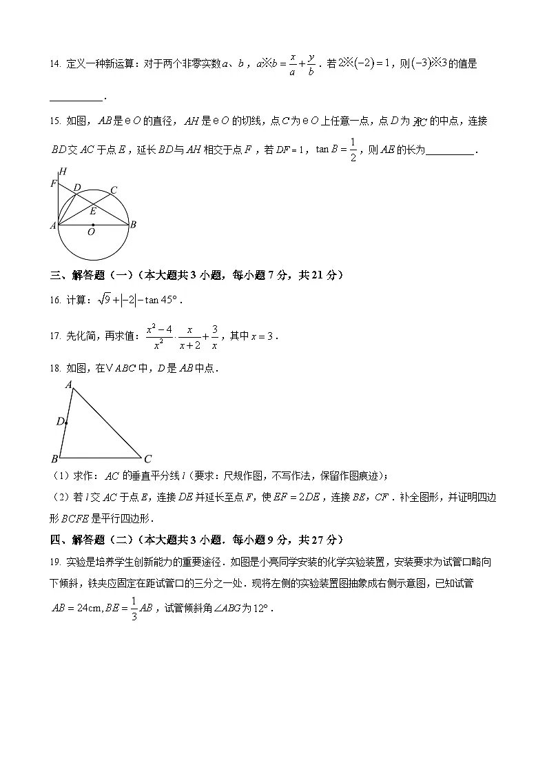 广东省湛江第一中学初中部2025届中考一模 数学试题第3页