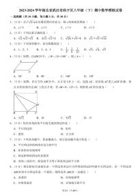 2023-2024武汉市经开区八年级(下)期中数学模拟试卷