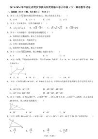 2023-2024武汉市武昌区武珞路中学八年级(下)期中数学试卷
