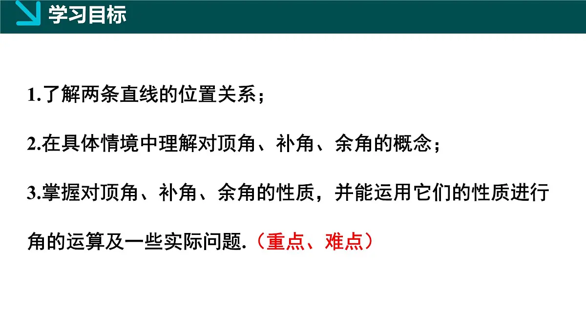 北师版初中数学七年级下册 2.1相交线与平行线第1课时(同步课件)第2页