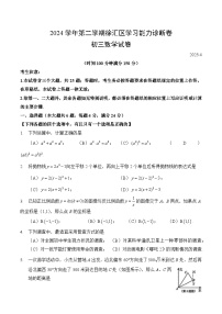 【2025届上海初三数学二模】2025届上海市徐汇区初三数学二模试卷