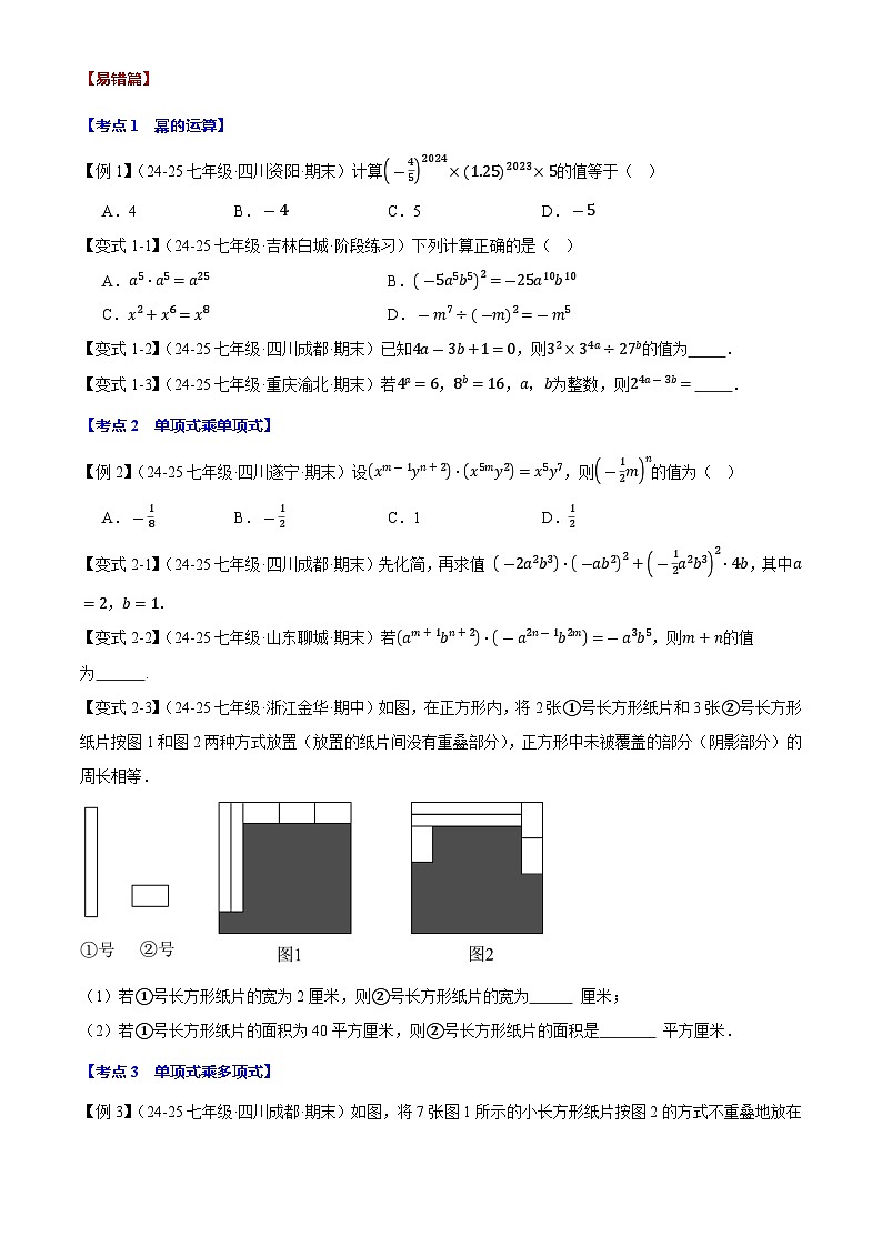2025《初中数学•期中压轴易错题26大专题》七年级下册试题(含答案)(北师版)第2页