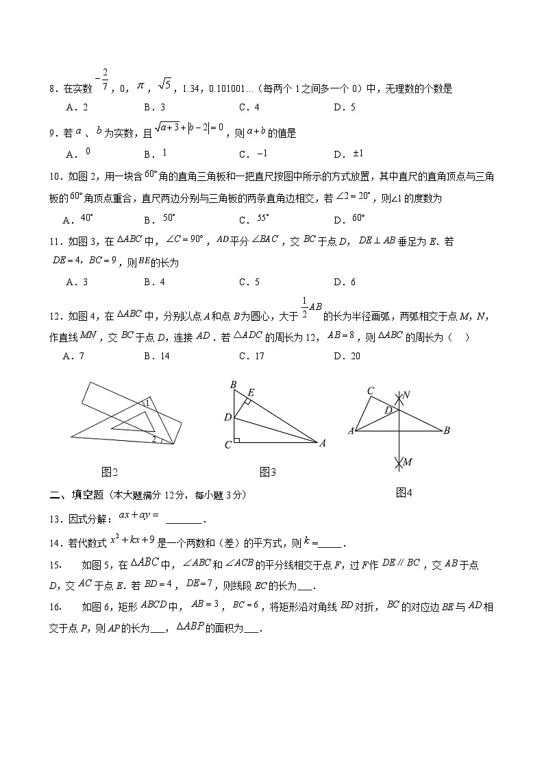 海南省东方市2024-2025学年八年级上学期期末考试数学试卷(含答案)第2页