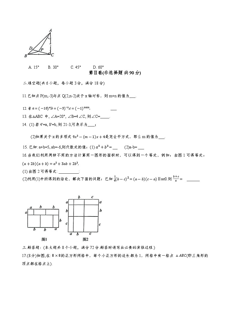 山东省滨州市滨城区2024-2025学年八年级上学期期末考试数学试卷(含答案)第3页