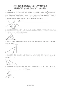 2024北京重点校初二（上）期中真题数学汇编：尺规作图及轴对称（京改版）（填空题）