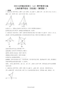 2024北京重点校初二(上)期中真题数学汇编:三角形章节综合(京改版)(解答题)1