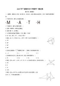 广西柳州市2025届九年级下学期中考一模数学试卷(含答案)