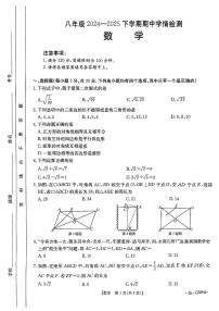 河南省新乡市部分学校2024-2025学年八年级下数学期中试卷