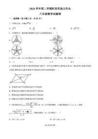 浙江省杭州市西湖区部分学校2024-2025学年八年级下数学期中试卷