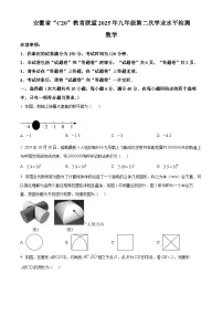 2025年安徽省C20教育联盟九年级第二次学业水平(二模)检测数学试题 (原卷版+解析版)