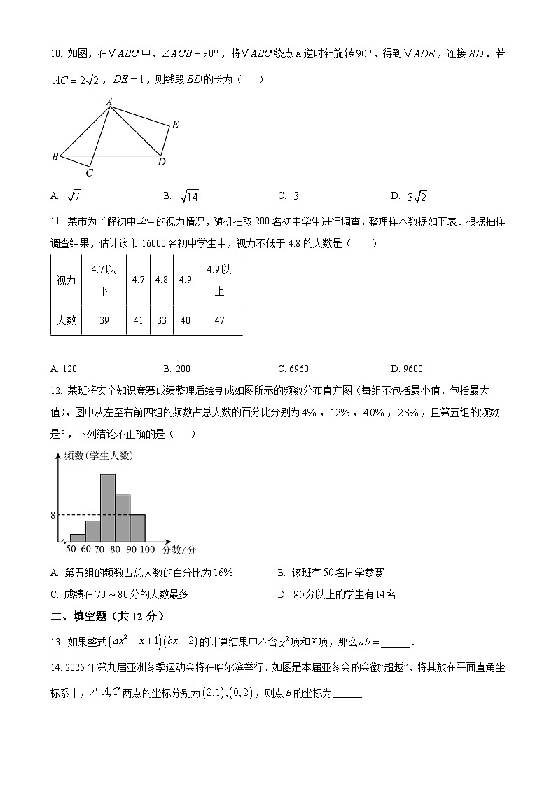 2025年河北省沧州市盐山县初中九年级中考二模数学试卷(原卷版+解析版)第3页