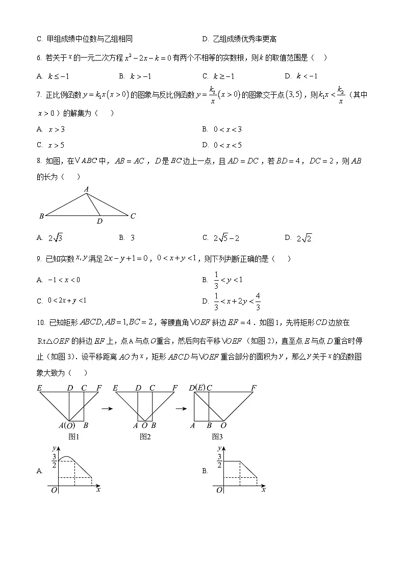 安徽省六安市轻工中学2024-2025学年九年级下学期3月月考数学试题(原卷版+解析版)第2页