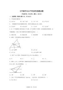 2024-2025学年 山东省青岛市七年级下册3月月考数学试题