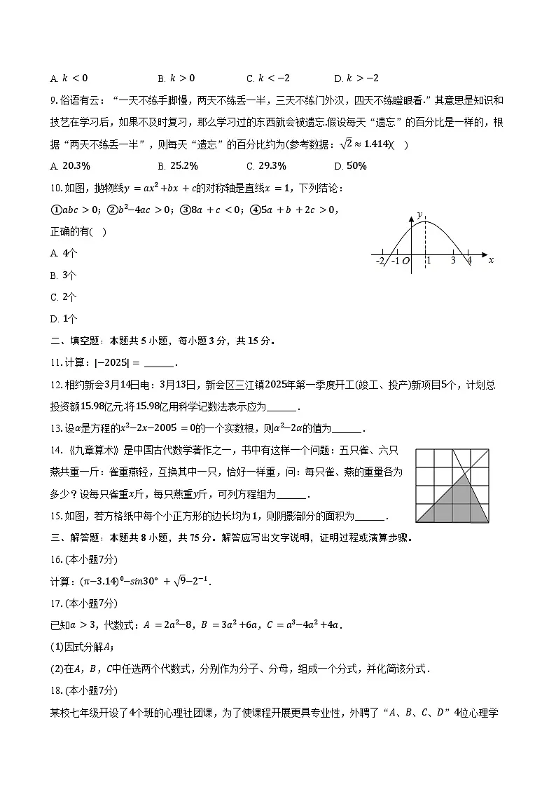 2025年广东省江门市新会区中考数学一模试卷(含答案)第2页