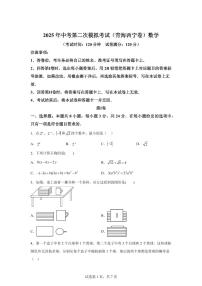 数学（青海西宁专用）：2025届中考适应性考试模拟检测试题（二模）含解析