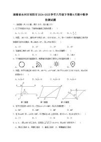 湖南省永州市祁阳市2024-2025学年八年级下学期4月期中数学检测试题（附答案）