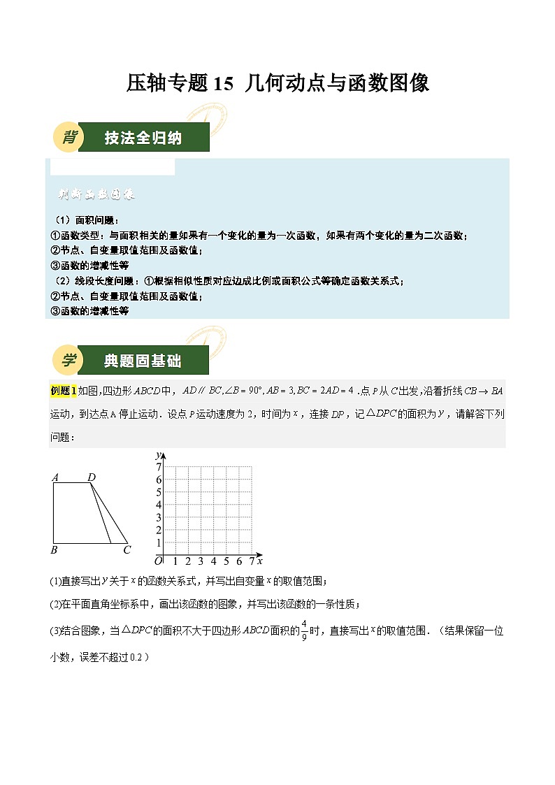 备战2025年中考数学压轴专项(江苏专用)压轴专题15几何动点与函数图像(教师版)第1页