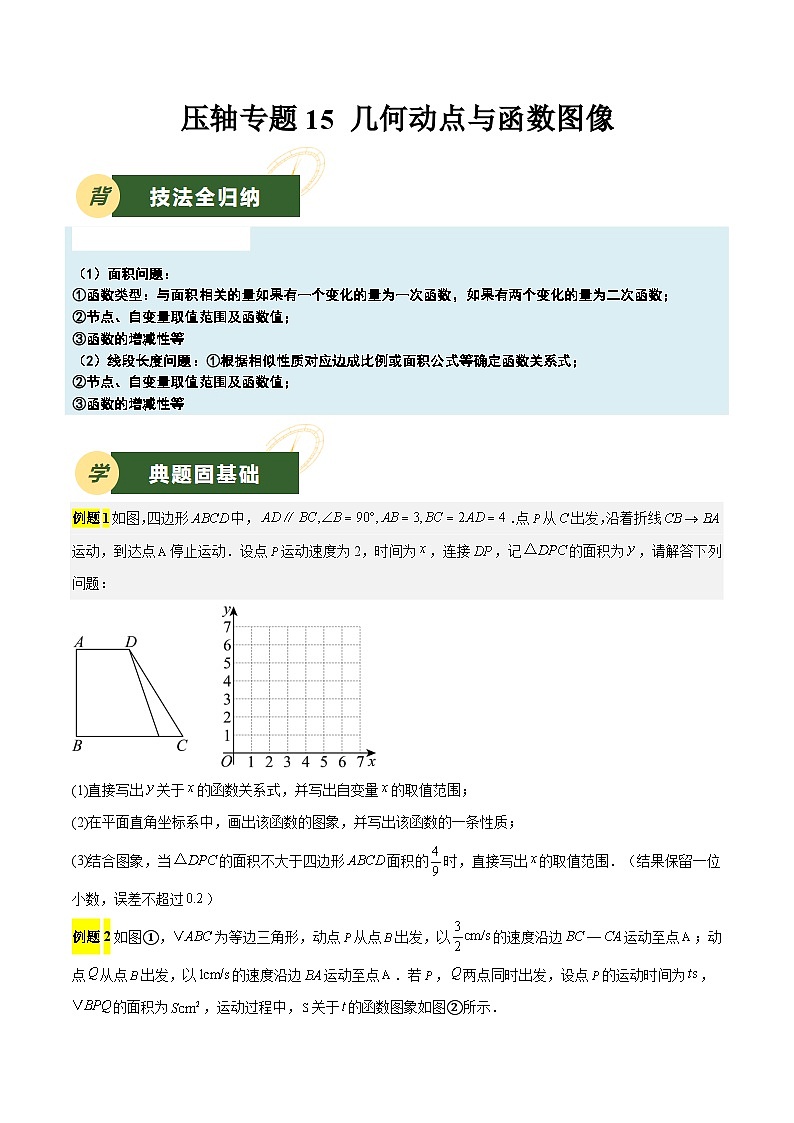 备战2025年中考数学压轴专项(江苏专用)压轴专题15几何动点与函数图像(学生版)第1页
