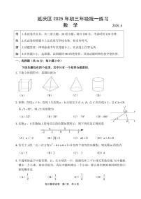 2025届北京市延庆区初三一模 数学试题及答案