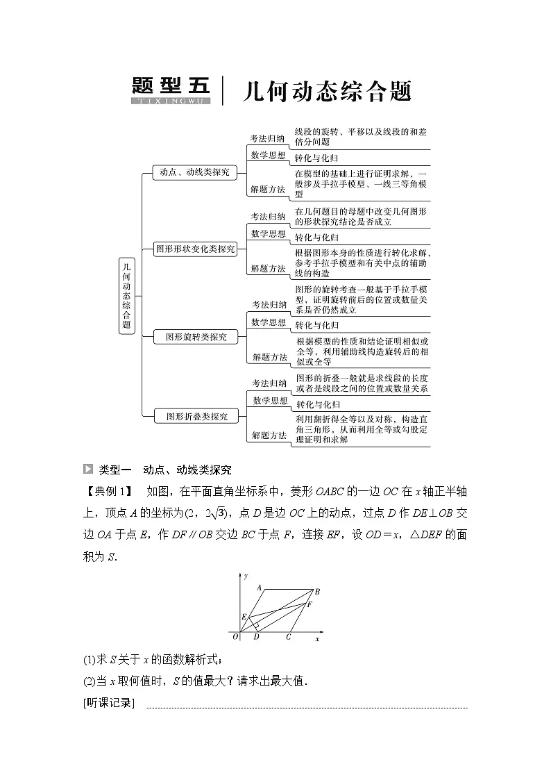 2025年中考数学总复习讲义(山东专用)50 第二部分 题型五 几何动态综合题(无答案)第1页